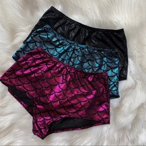 3x High Waist Mermaid Pole Dance Shorts NOT Cleo